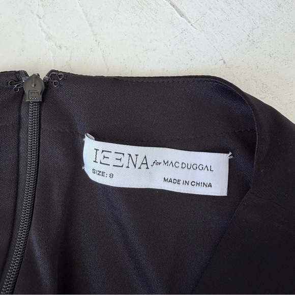 IEENA FOR MAC DUGGAL Black Jersey Asymmetrical Ruched Gown with Rhinestones Sz 8 - Picture 6 of 11